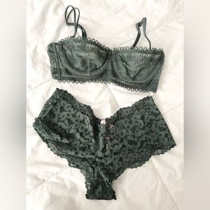 Victoria’s Secret- Beautiful Sage Green Bra and Panty Set - 36B